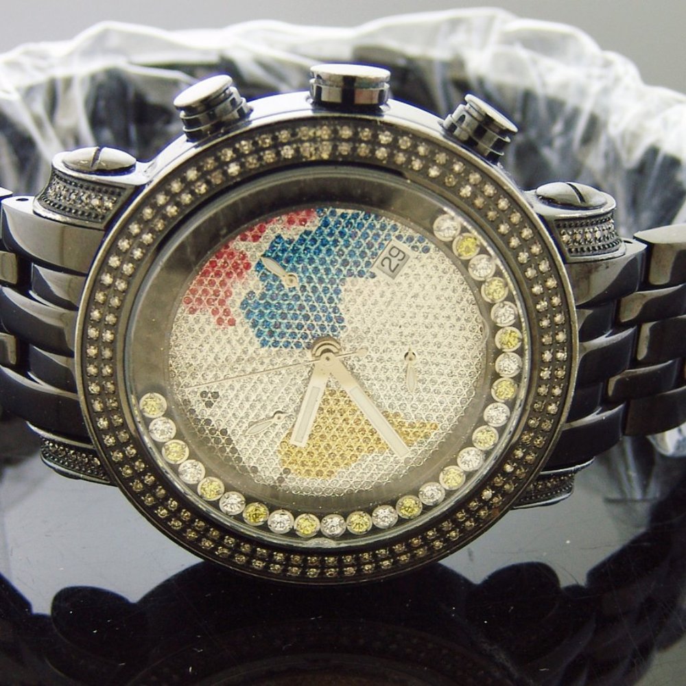 Men's Diamond Black Watch Joe Rodeo Classic JCL29(W) 1.75 ct Map Black tone